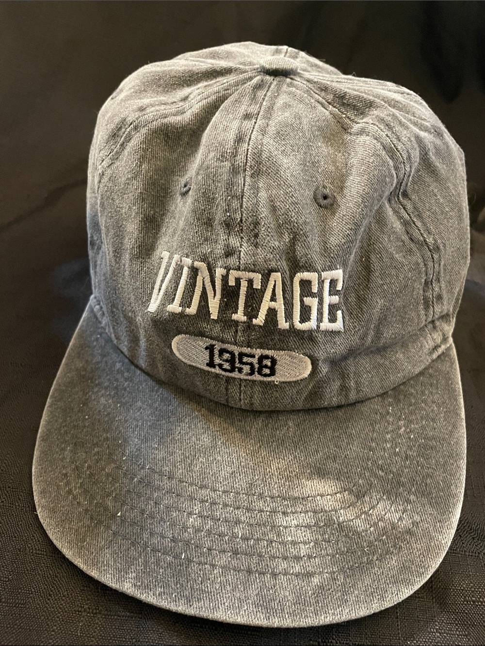 Vintage 1958 Washed Gray Cotton Baseball Cap
